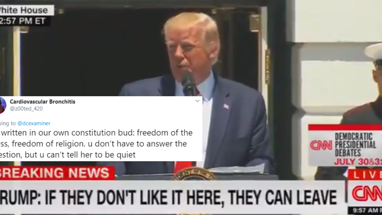 Trump shouts 'quiet' at a reporter six times for challenging him on his 'racist' tweets