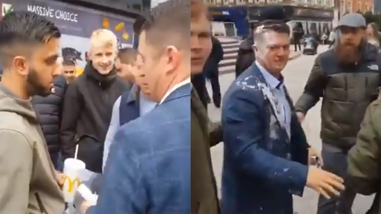Man who threw milkshake at Tommy Robinson is now receiving death threats