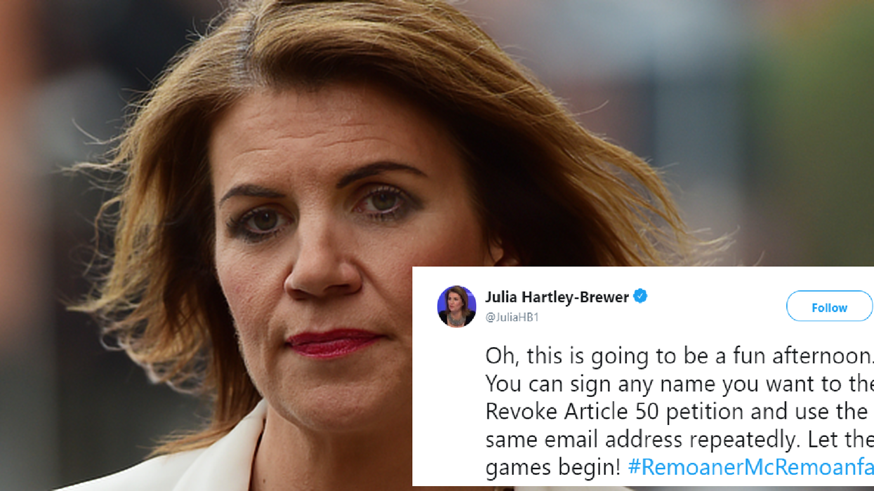 Julia Hartley-Brewer gets roasted for falsely claiming Article 50 petition can be signed multiple times using same e-mail address