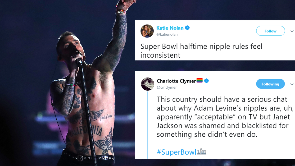 Janet Jackson fans call out hypocrisy after Adam Levine shows his nipples at Super Bowl halftime show