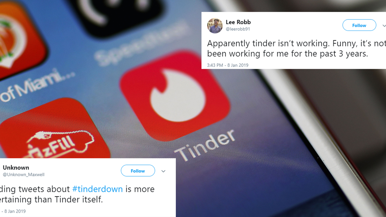 Tinder is down and the internet can't cope