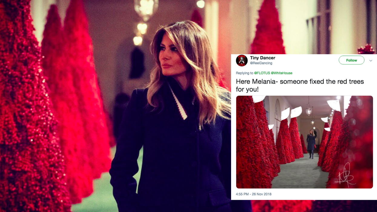 Melania Trump hits back at trolls criticising her 'creepy' red Christmas trees