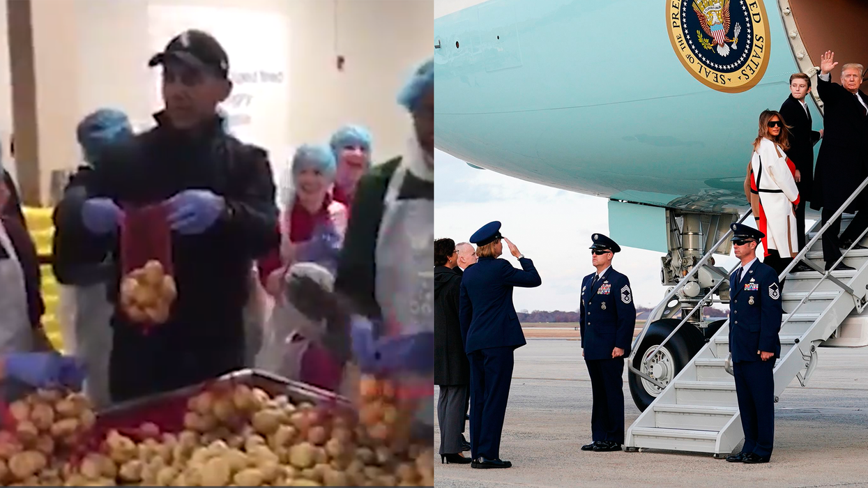 While Trump heads to luxury Mar-a-Lago resort for Thanksgiving, Obama helps prepare meals at food bank