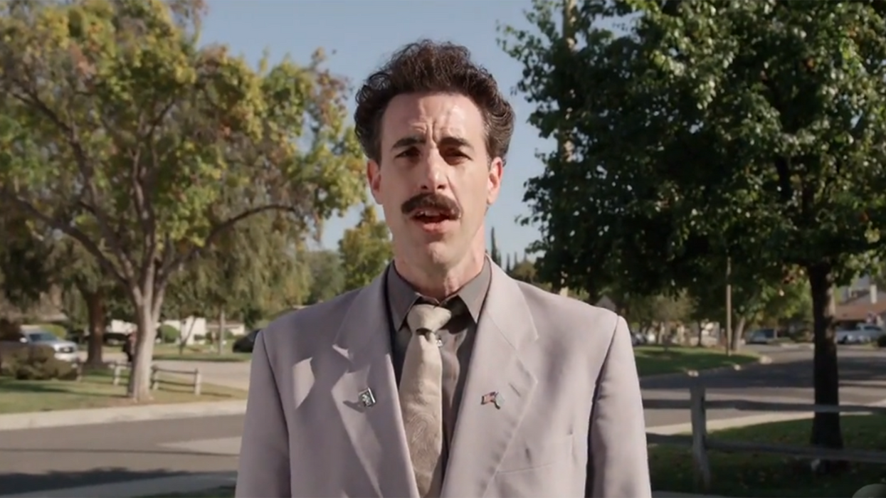 Sacha Baron Cohen brings back Borat to canvass for 'racist' Donald Trump on Jimmy Kimmel Live