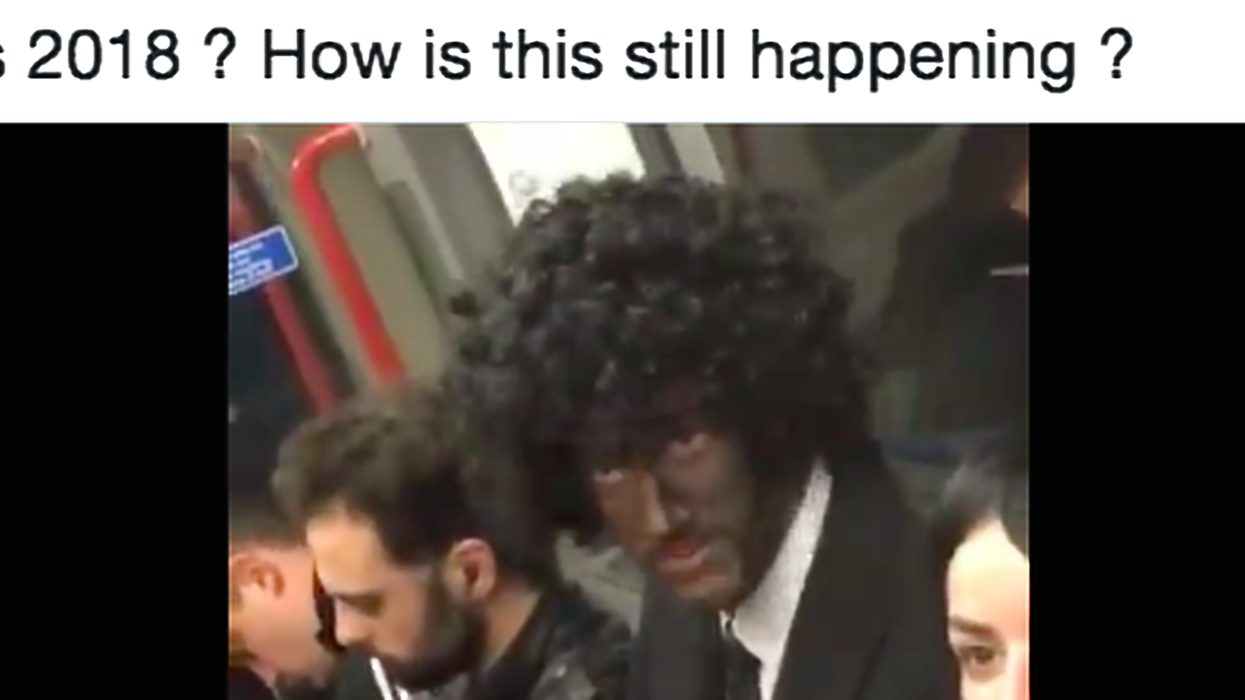 Man wears 'racist' blackface costume on the London Underground