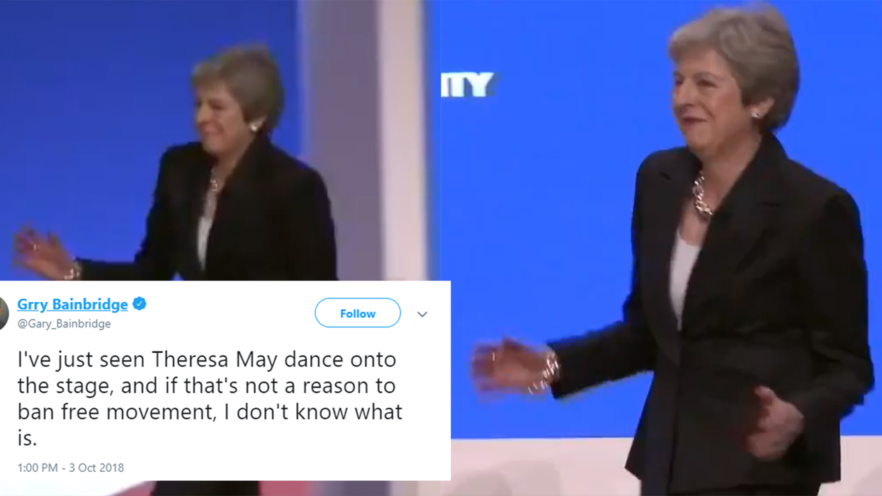 Theresa May just danced onto stage at the Conservative Party conference and you need to watch it