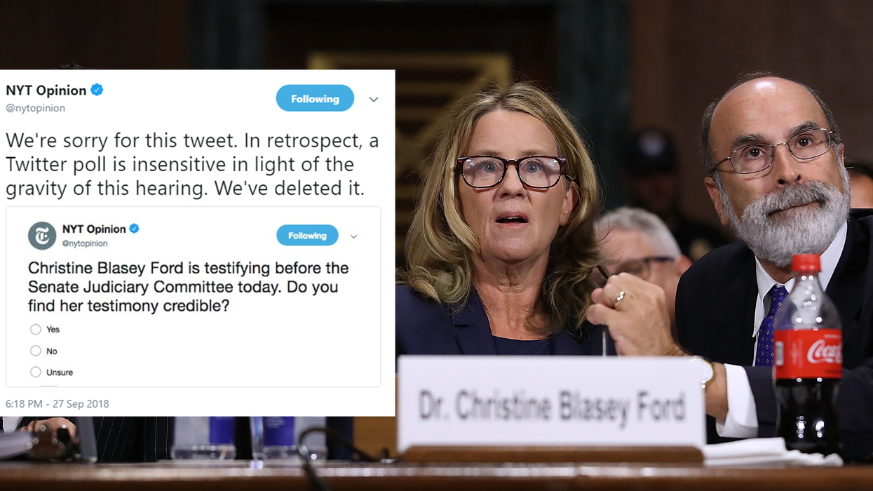 Kavanaugh hearings: New York Times deleted Twitter poll asking if Dr Christine Ford's testimony was 'credible'