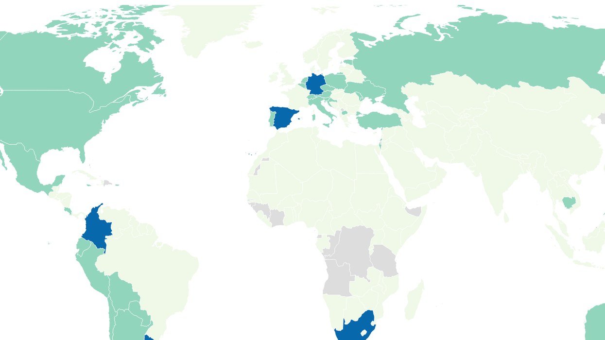 A map of all the countries where weed is legal