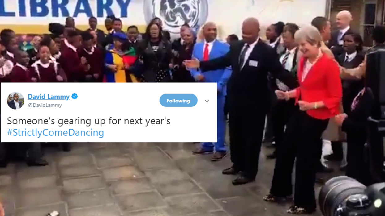 Theresa May was filmed dancing in South Africa and everyone made the same joke