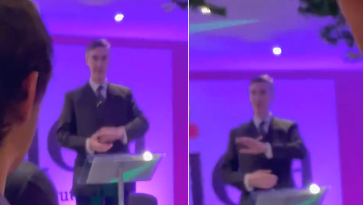 Fury as Jacob Rees-Mogg caught on camera cracking jokes about alleged Downing Street party
