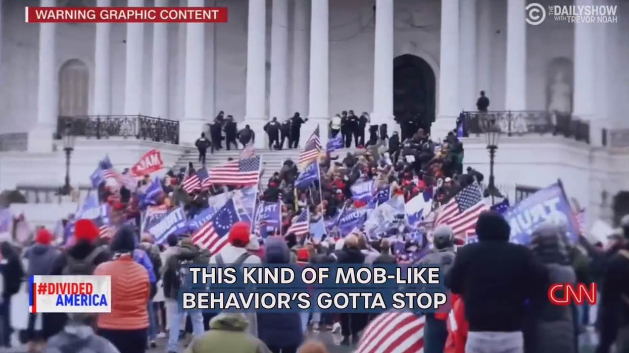 The Daily Show switches footage of Fox News hosts criticising Black Lives Matter protesters with Jan 6 rioters