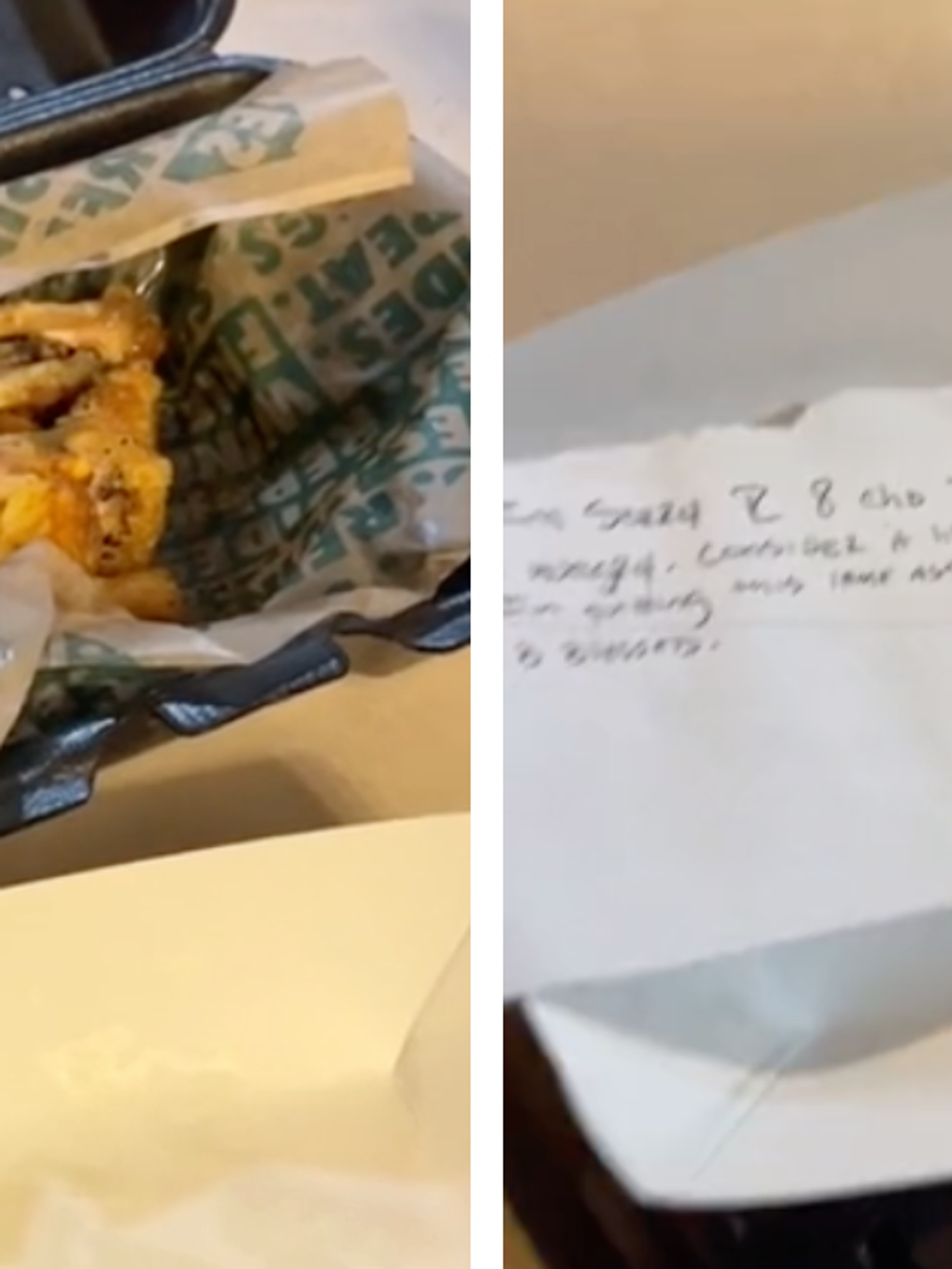 'Broke and hungry' delivery driver leaves customer apology note for eating his order