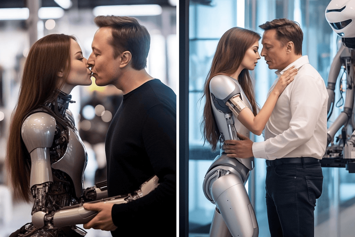 Bizarre photo of 'Elon Musk kissing a robot' goes viral