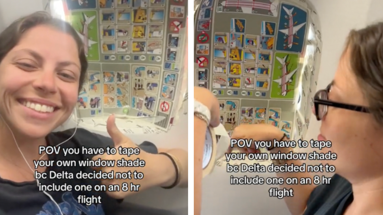 Passenger claims flight attendant told her to tape broken window