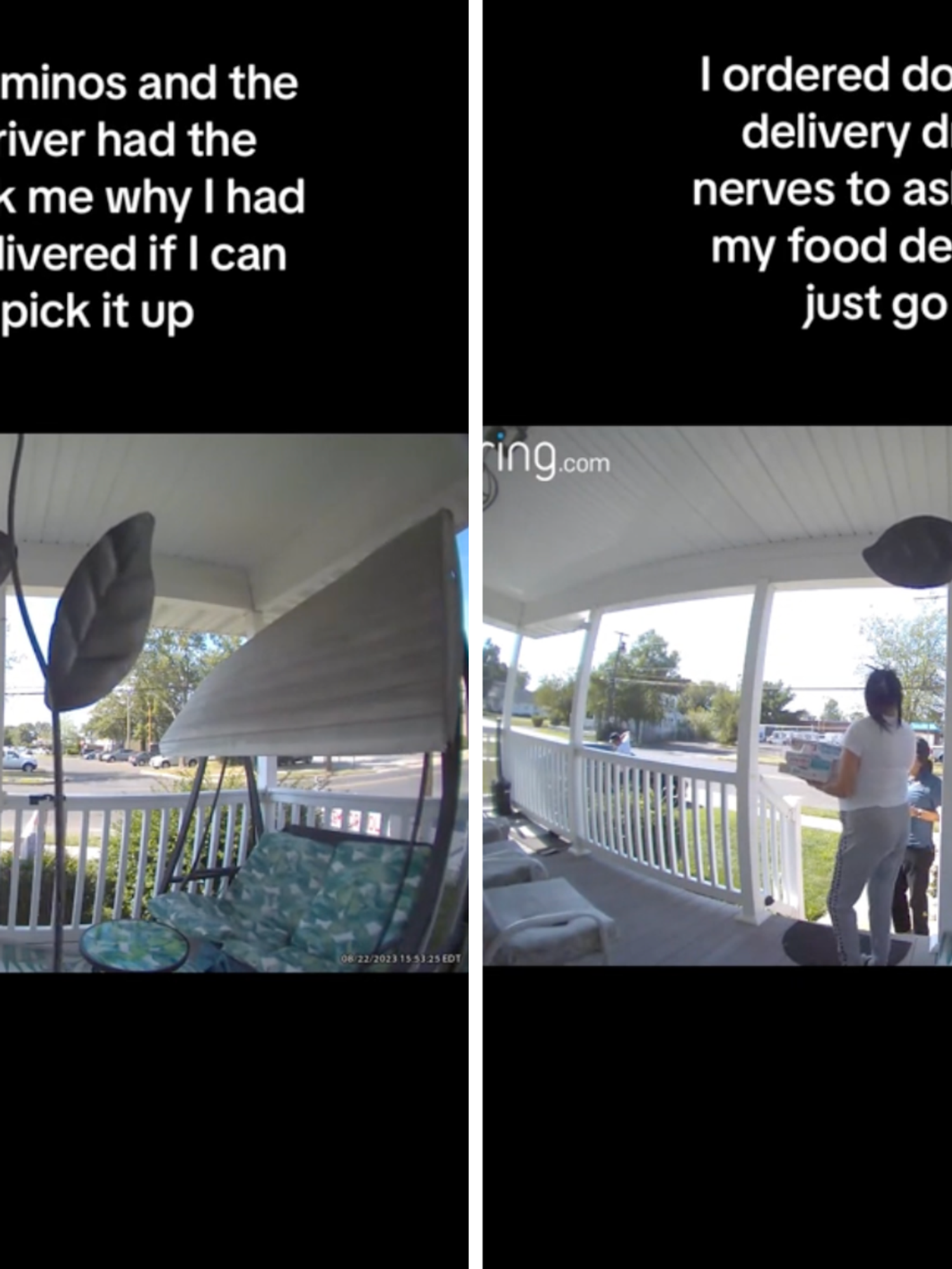 Domino's delivery driver scolds customer for not picking up order herself