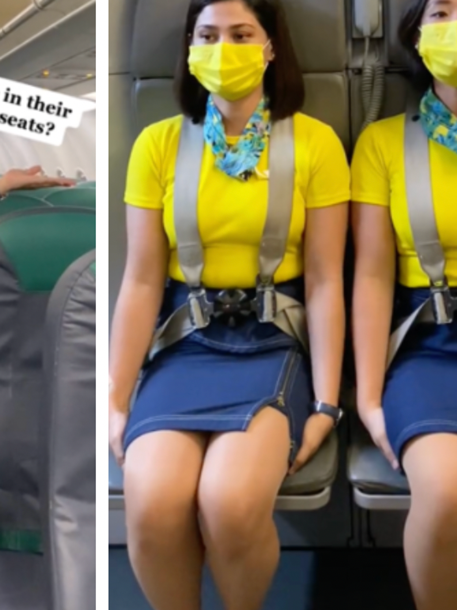 Why do cabin crew sit on their hands during flights?