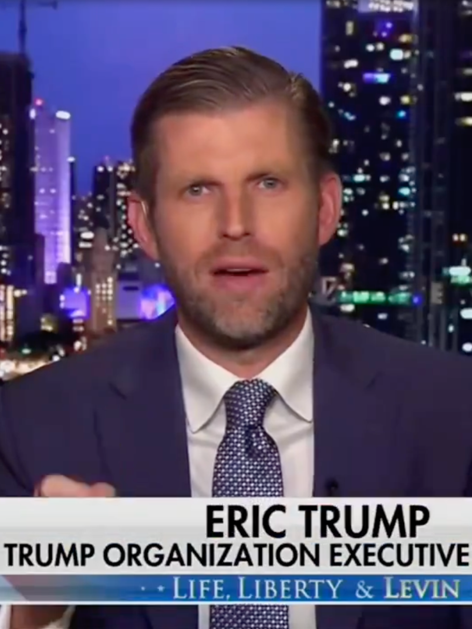 Eric Trump says with a straight face that his family have ‘never done anything wrong’