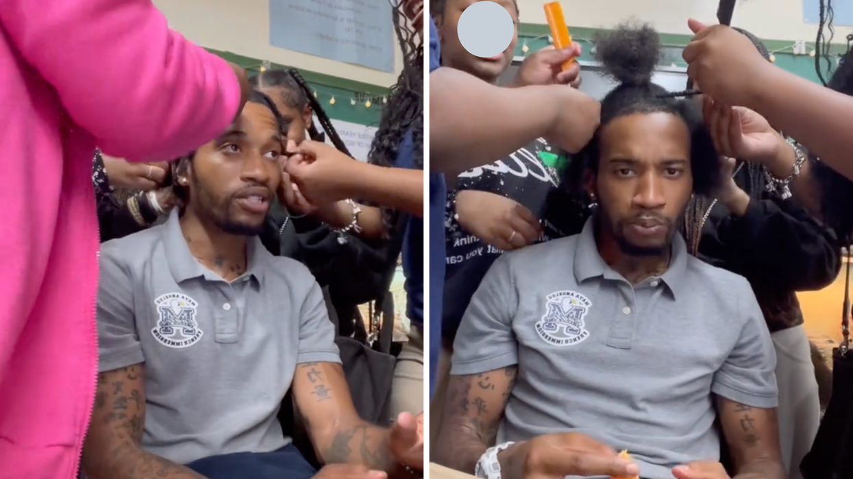 Teacher breaks down in tears after filming students unbraiding his hair