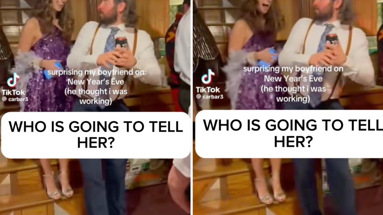 Man's reaction sparks debate after his girlfriend surprised him at NYE party
