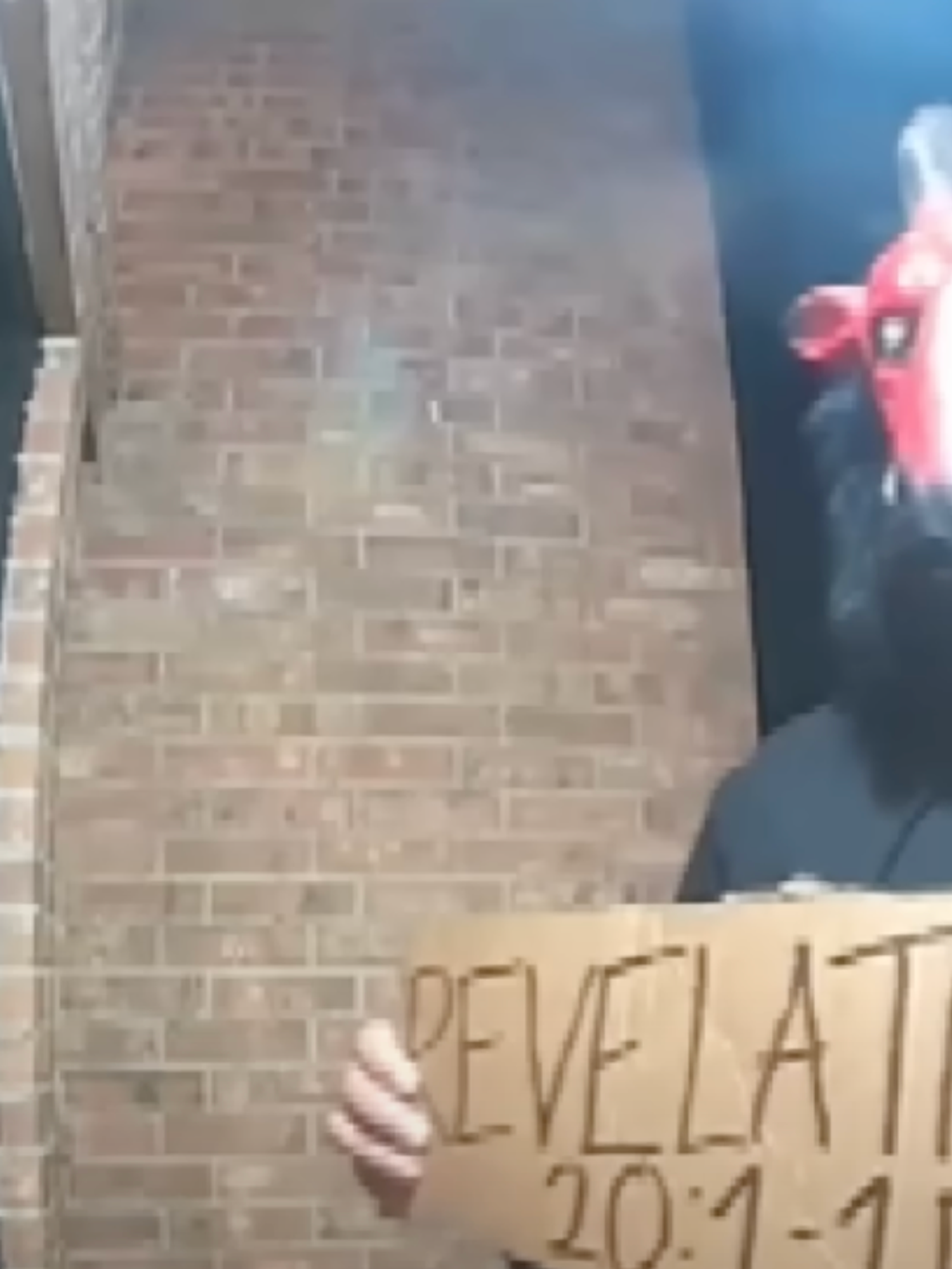 Chilling doorbell camera footage shows 'devil' approach home with sinister sign