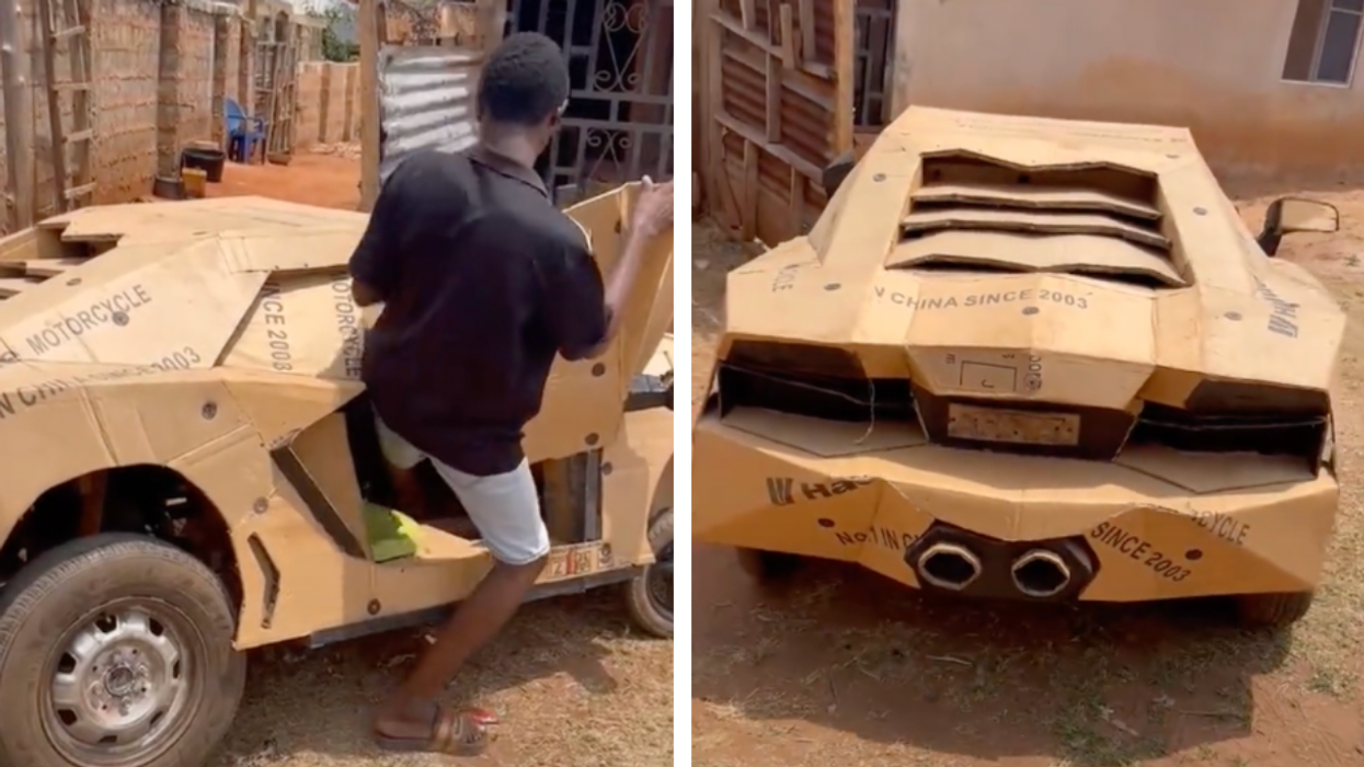Teen creates drivable 'Lamborghini' car entirely out of cardboard
