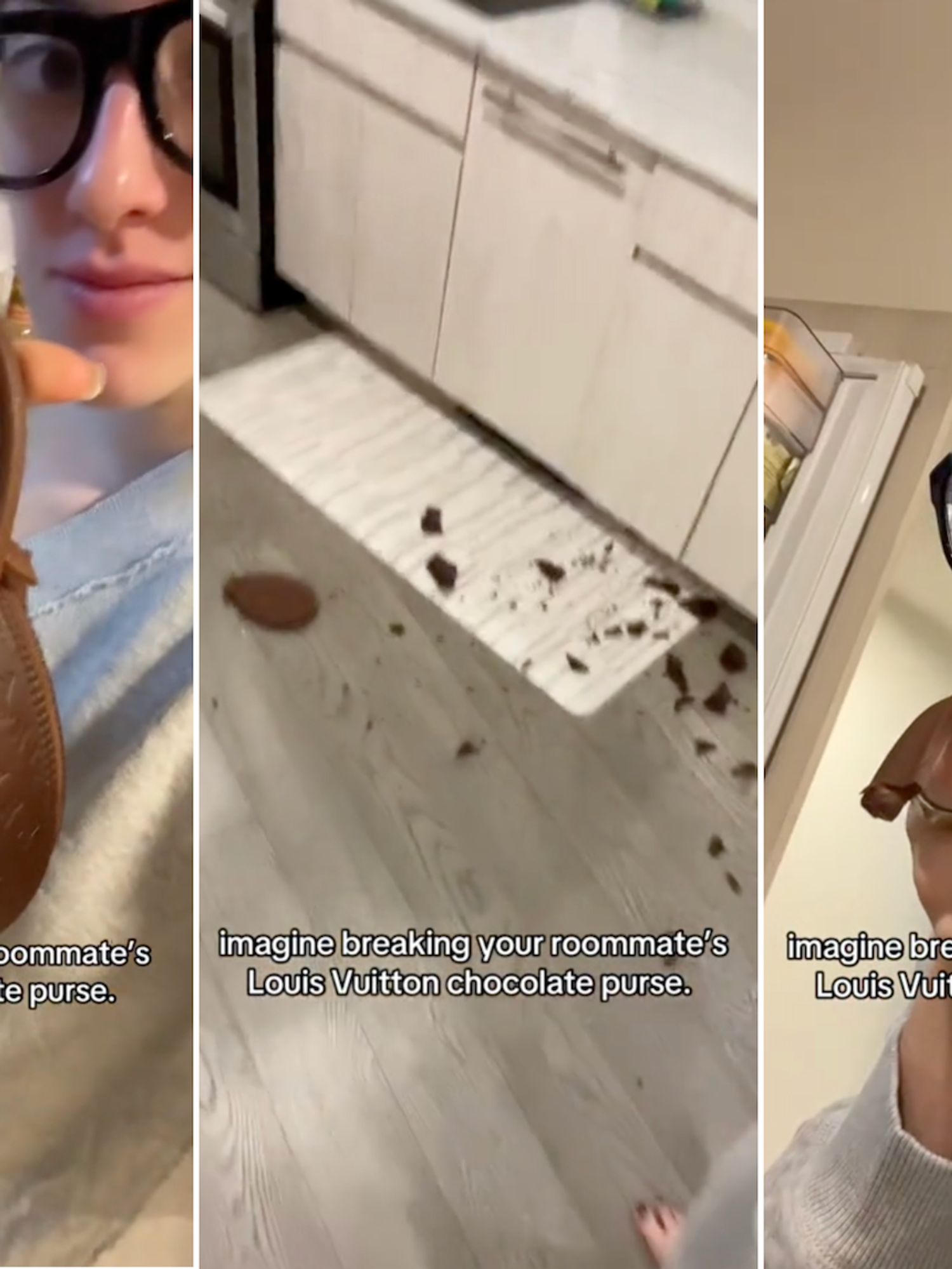 Woman accidentally breaks friend's $249 Louis Vuitton chocolate purse in viral video