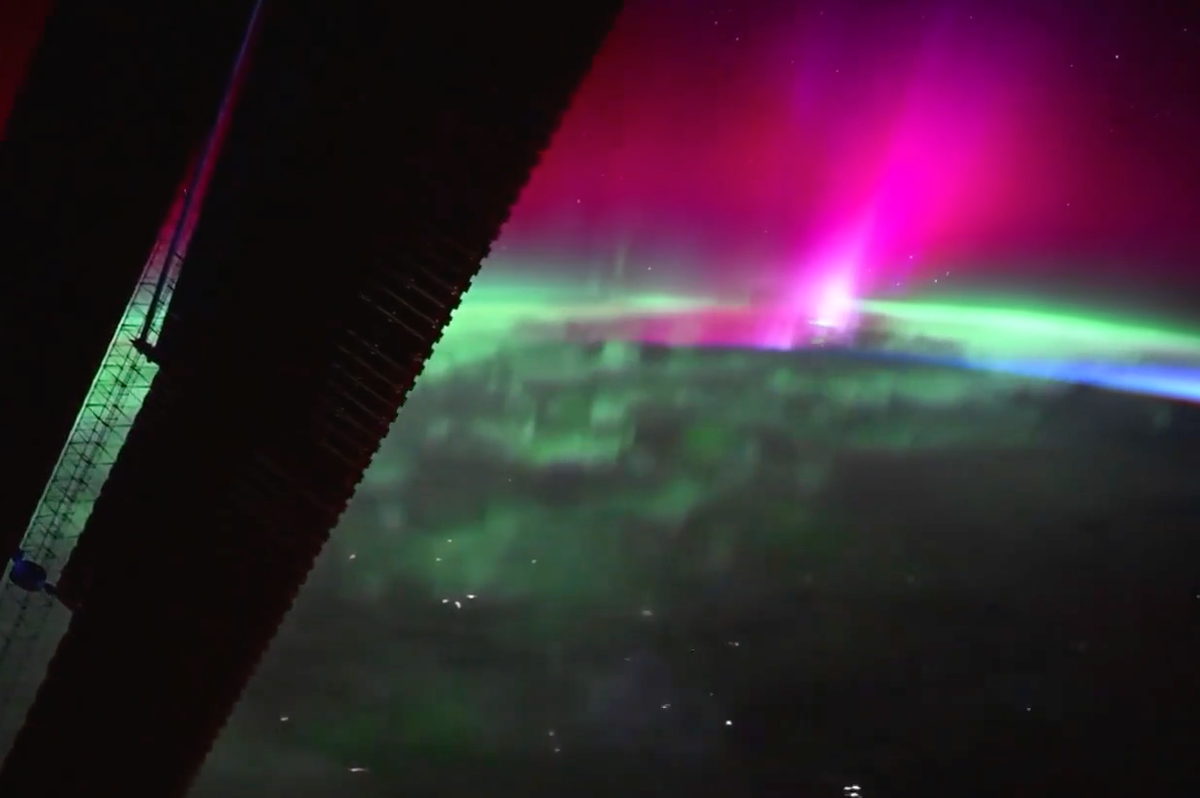 Astronaut captures elusive flamingo pink aurora in awe-inspiring footage