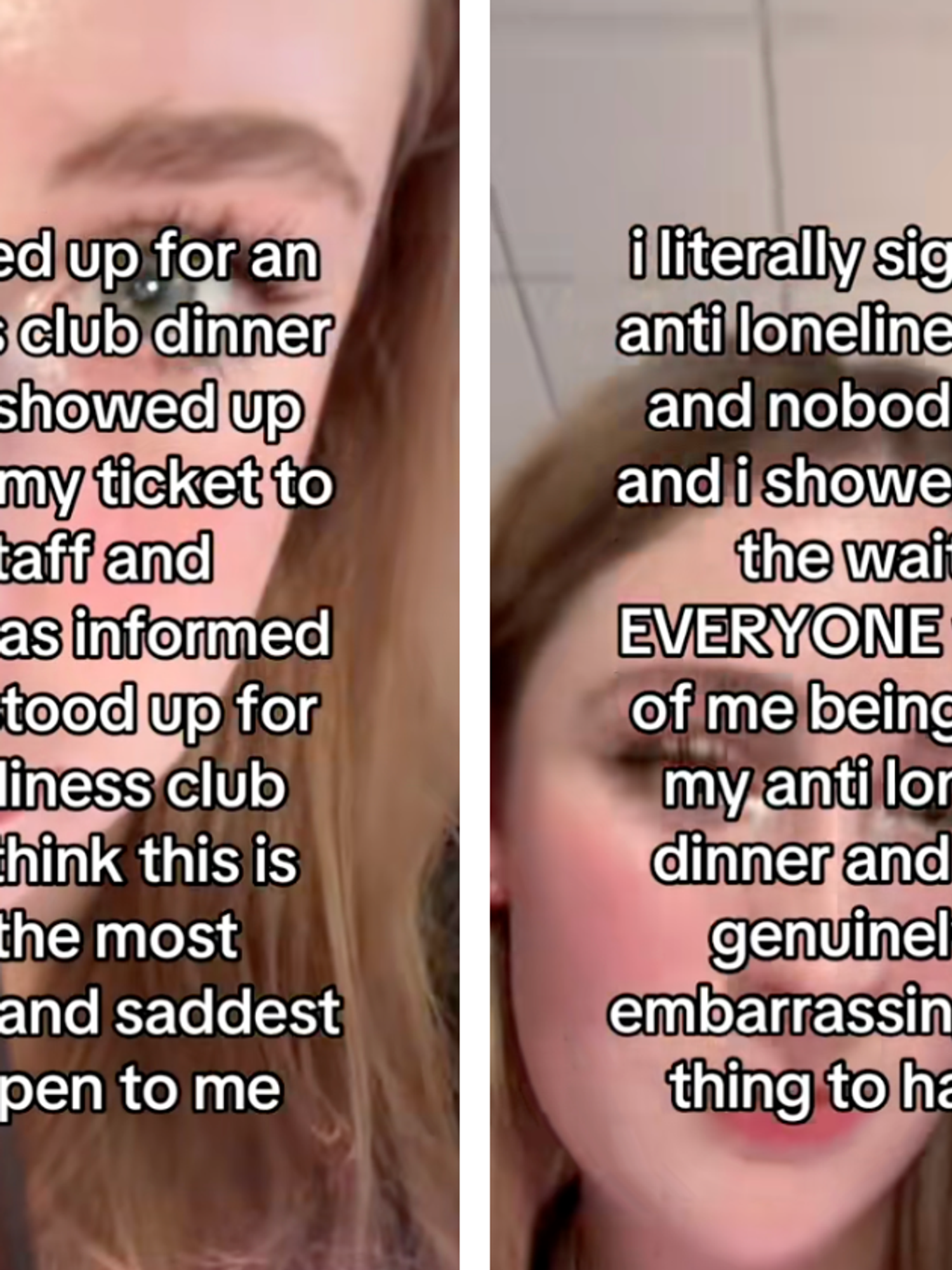 Woman flooded with support after being stood up at loneliness club dinner