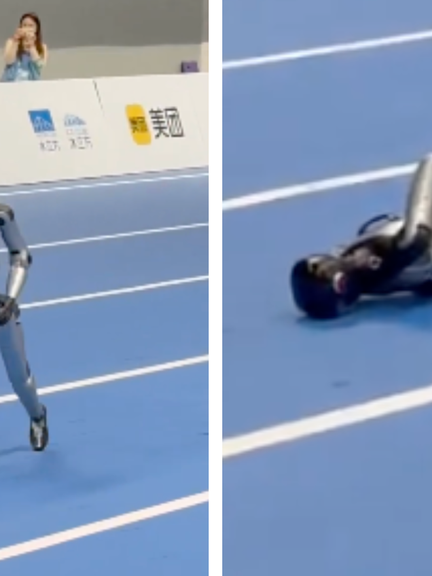 Robot crashes head first at first ever robot olympics