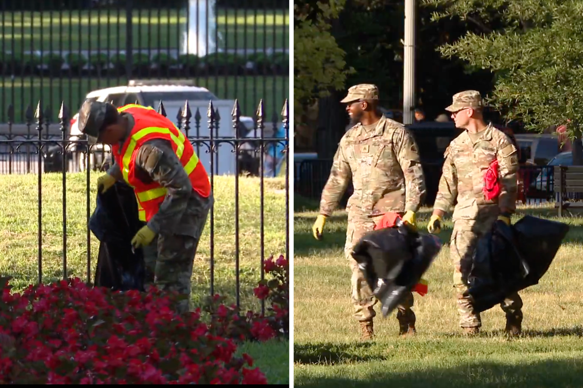National Guard troops deployed by Trump are now litter picking in Washington DC and people can't believe it