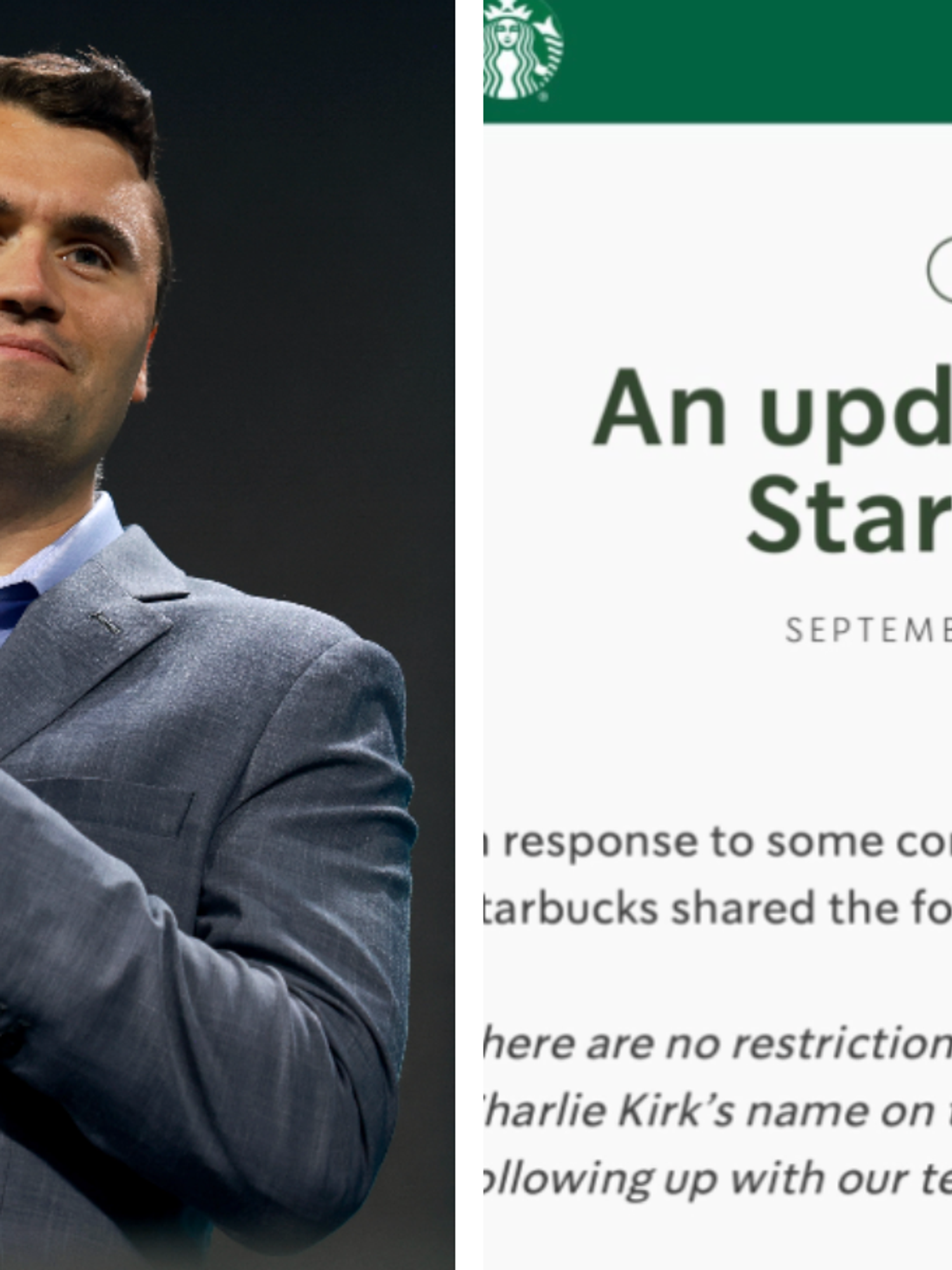 Starbucks responds to controversy over Charlie Kirk name request on cup