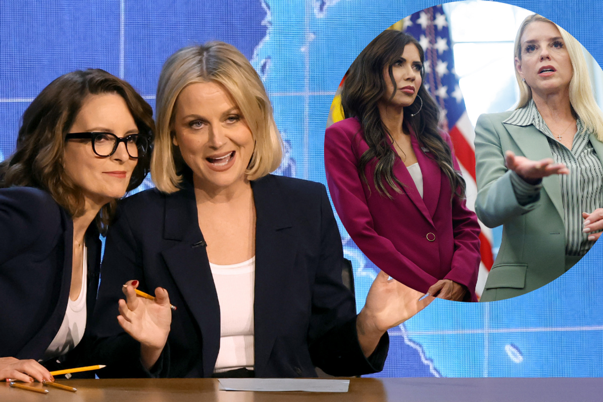 Tiny Fey and Amy Poehler reunite to mock Kristi Noem and Pam Bondi