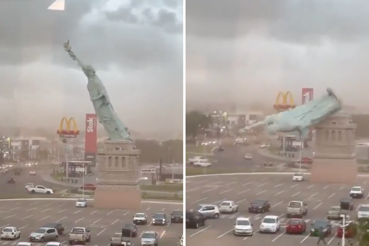 Statue of Liberty replica topples over and people think it's a sign
