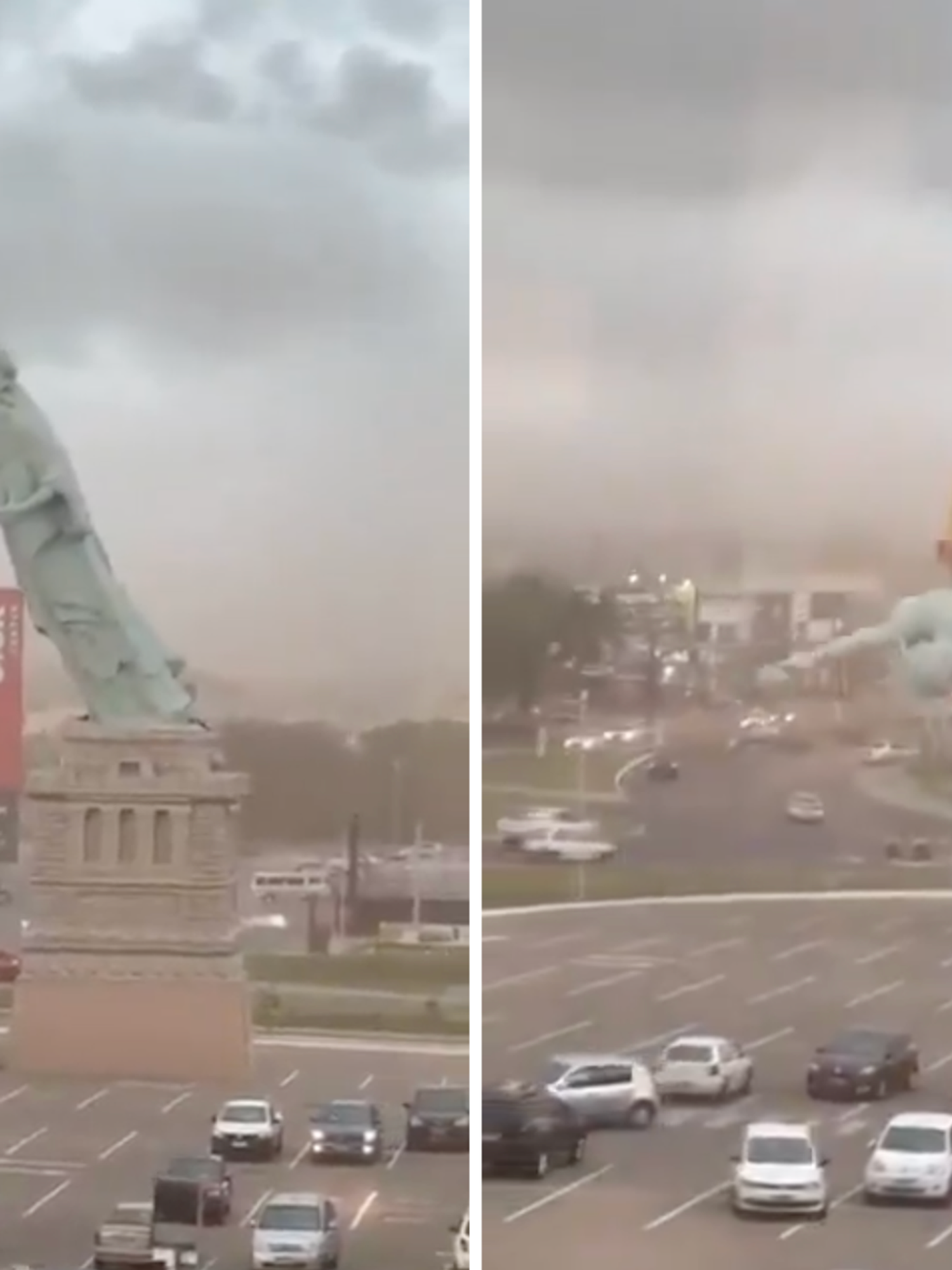 Statue of Liberty replica topples over and people think it's a sign