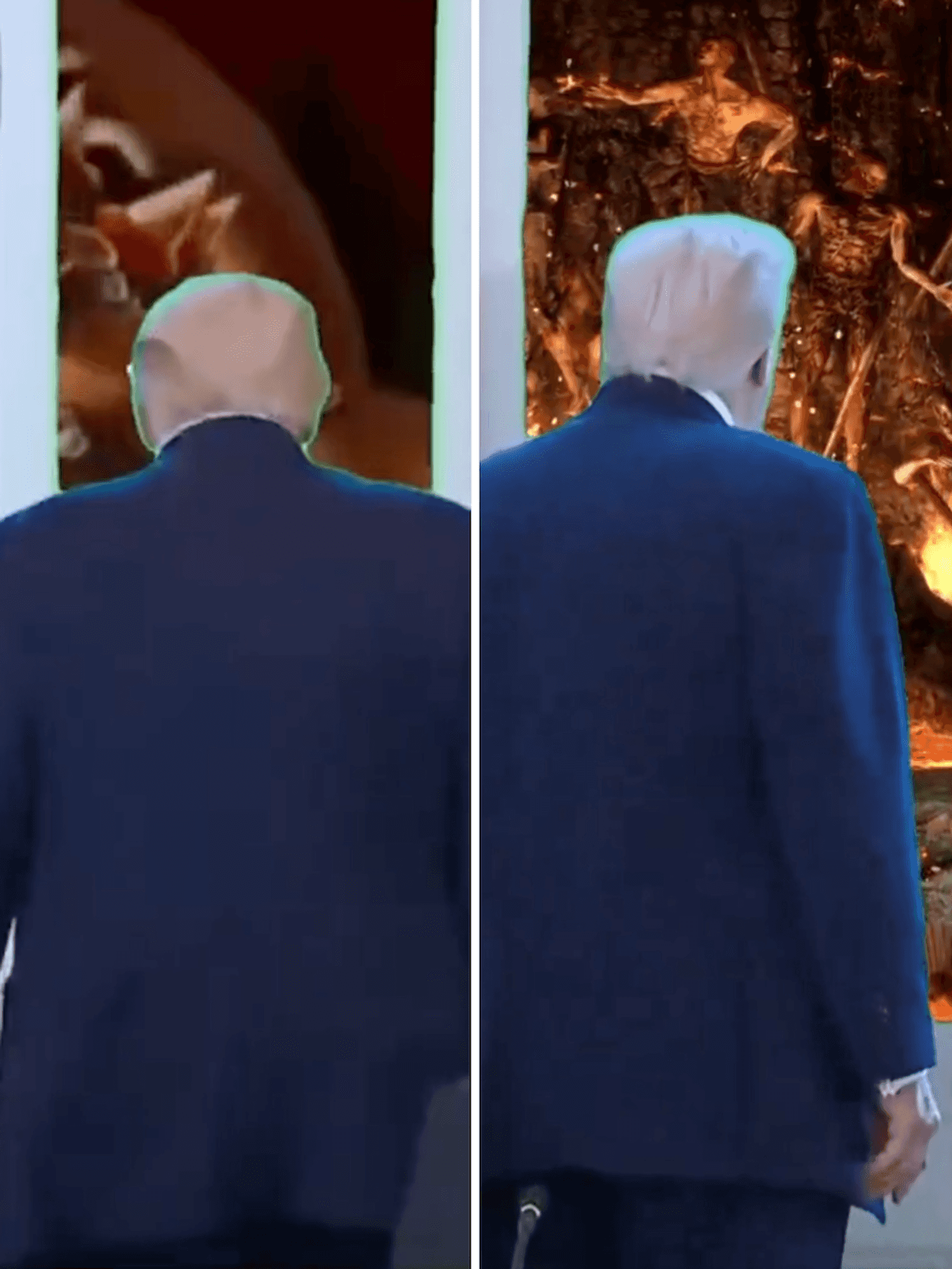 Trump's random moment admiring ballroom renovations turns into hilarious meme