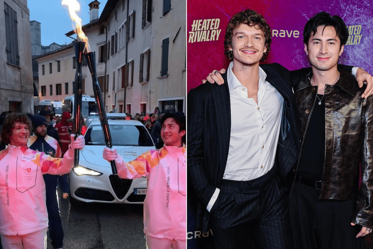 Heated Rivalry’s Hudson Williams and Connor Storrie carry Olympic Torch