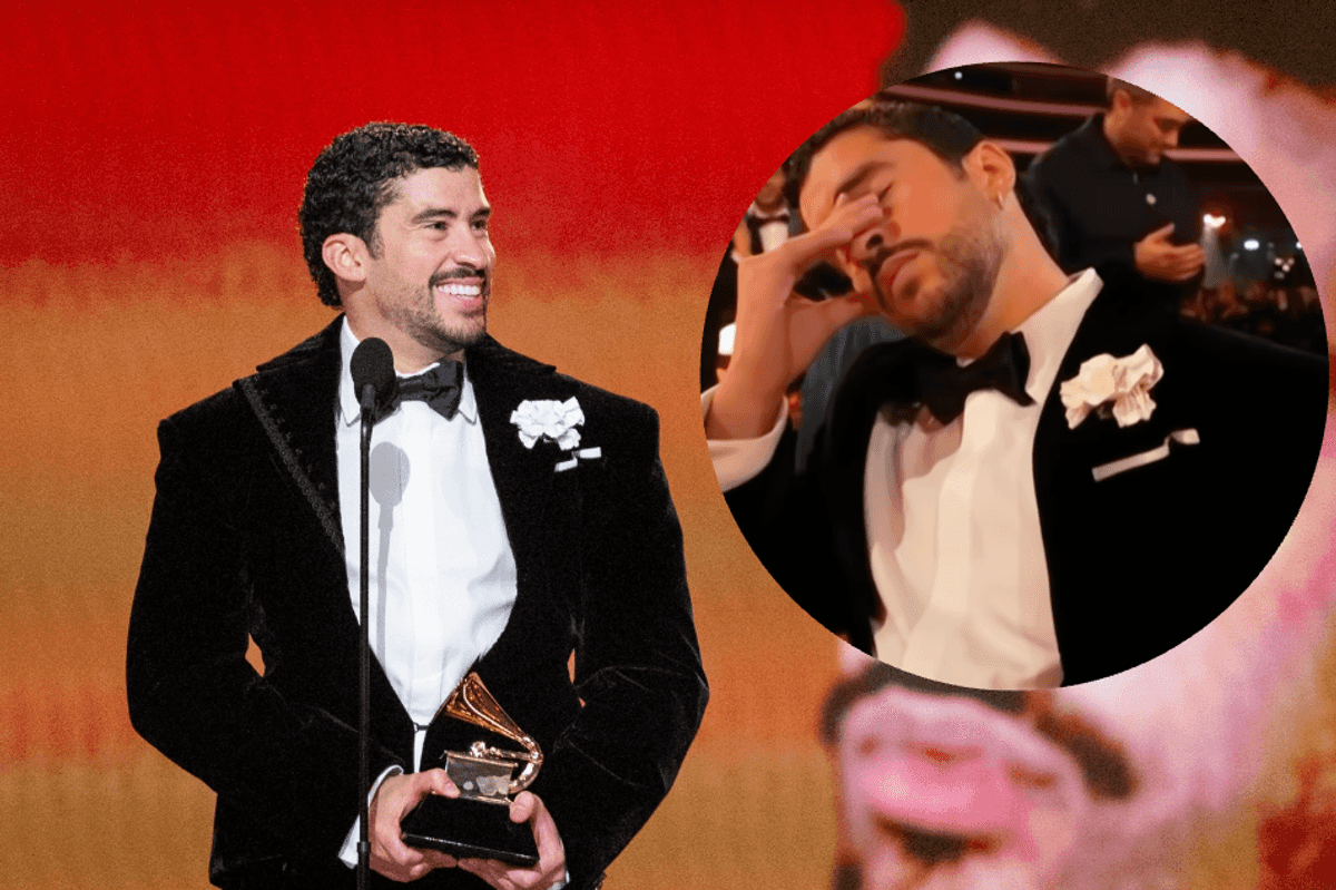 Bad Bunny's wholesome reaction to winning AOTY at Grammy's goes viral: 'That's tough as hell'