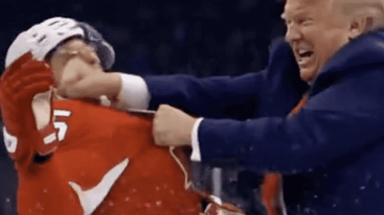 Trump shares bizarre AI video of him brawling on ice with Canadian hockey players