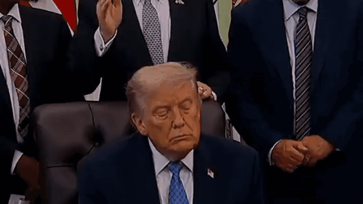 'Is this where we are now?' Reaction as Trump appears to fall asleep in the Oval Office again