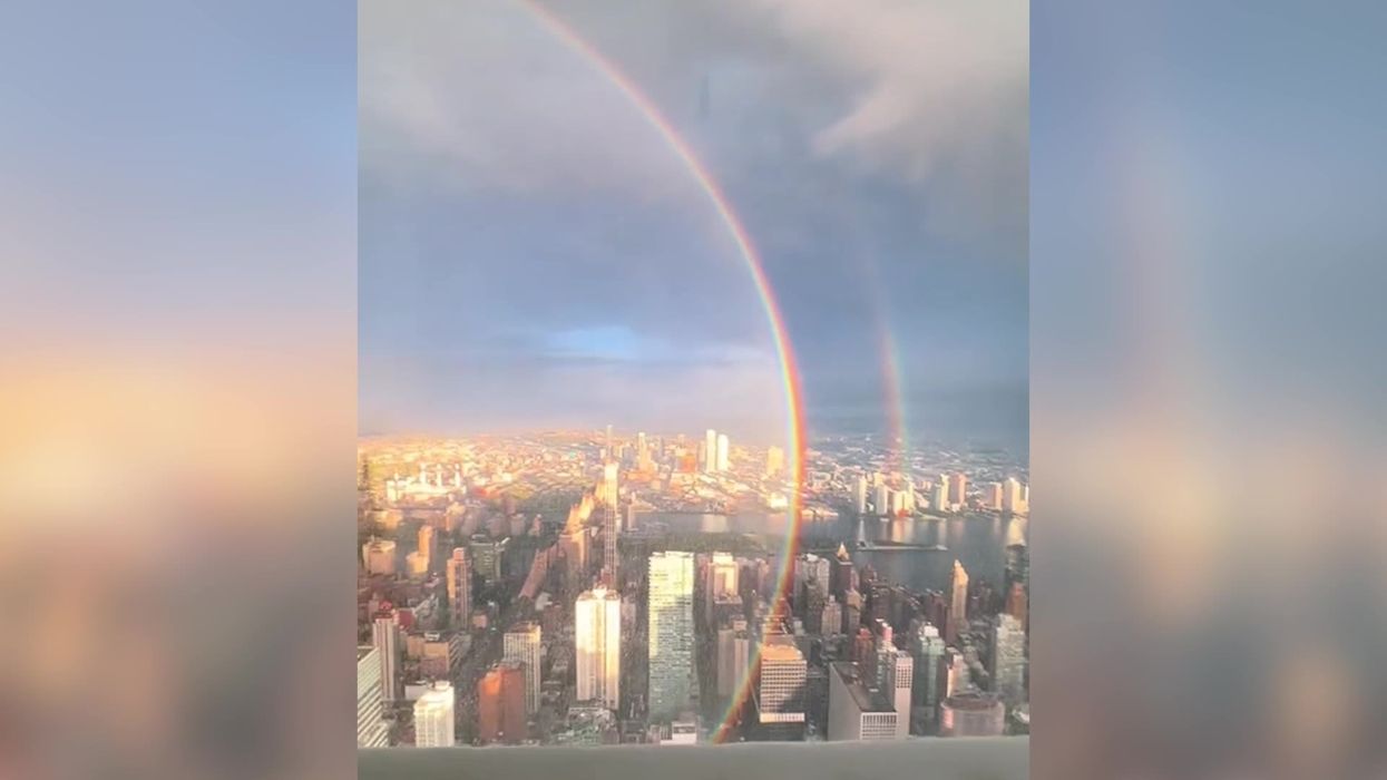 Incredible double rainbow towers over New York on anniversary of 9/11