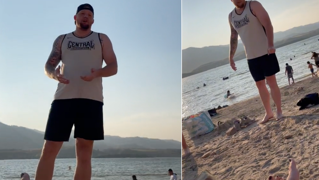 Moment man asks women to 'cover up' their swimwear because it is 'pornography' goes viral on TikTok