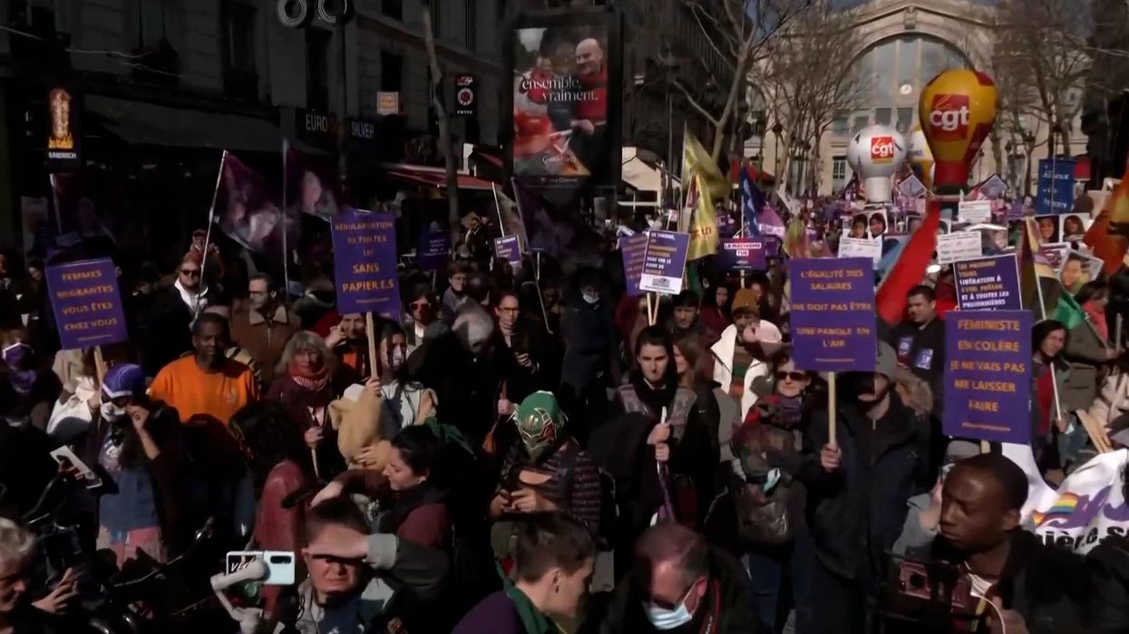 Hundreds take to Paris streets to celebrate International Women's Day