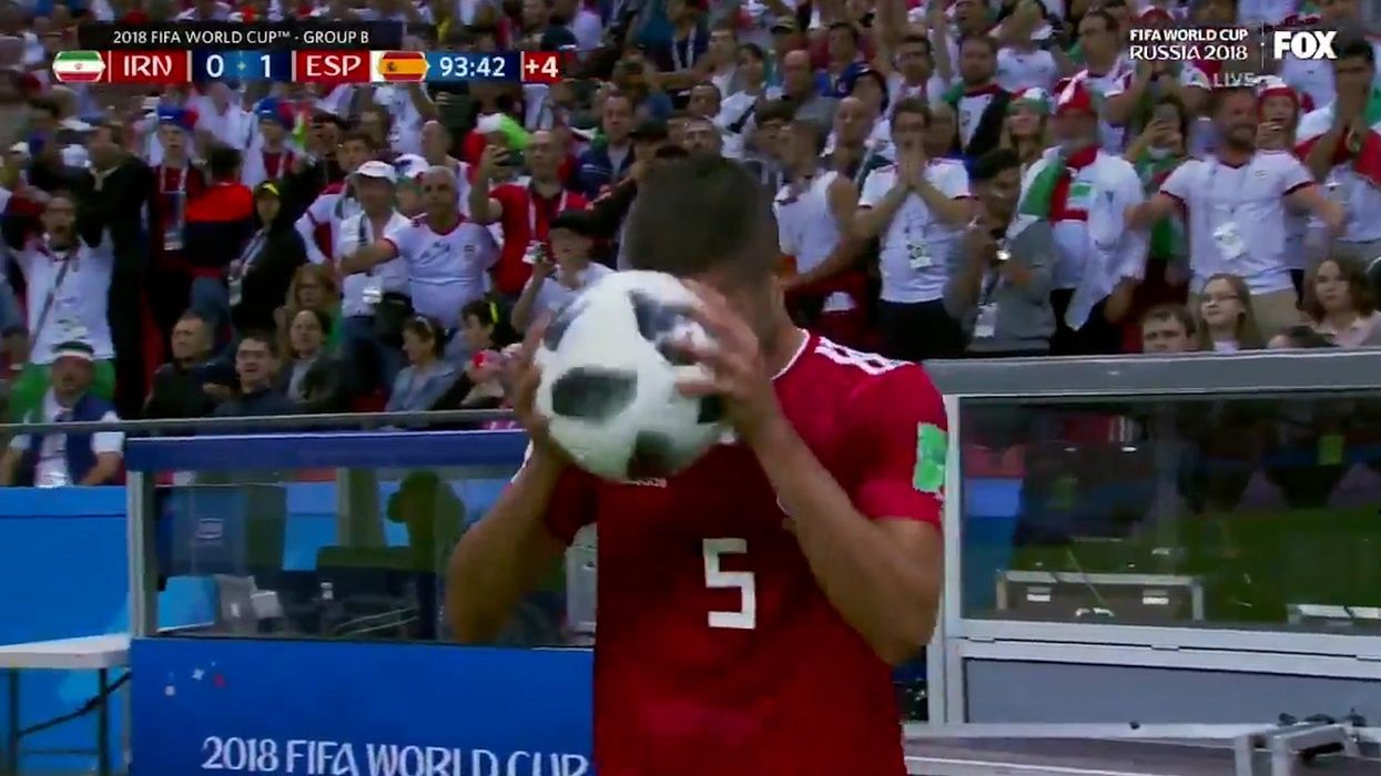 Football fans are waiting for Iran's Milad Mohammadi to do another acrobatic throw fail