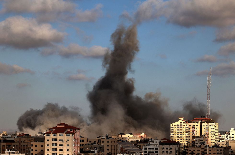Israeli air strikes hammered the Gaza Strip