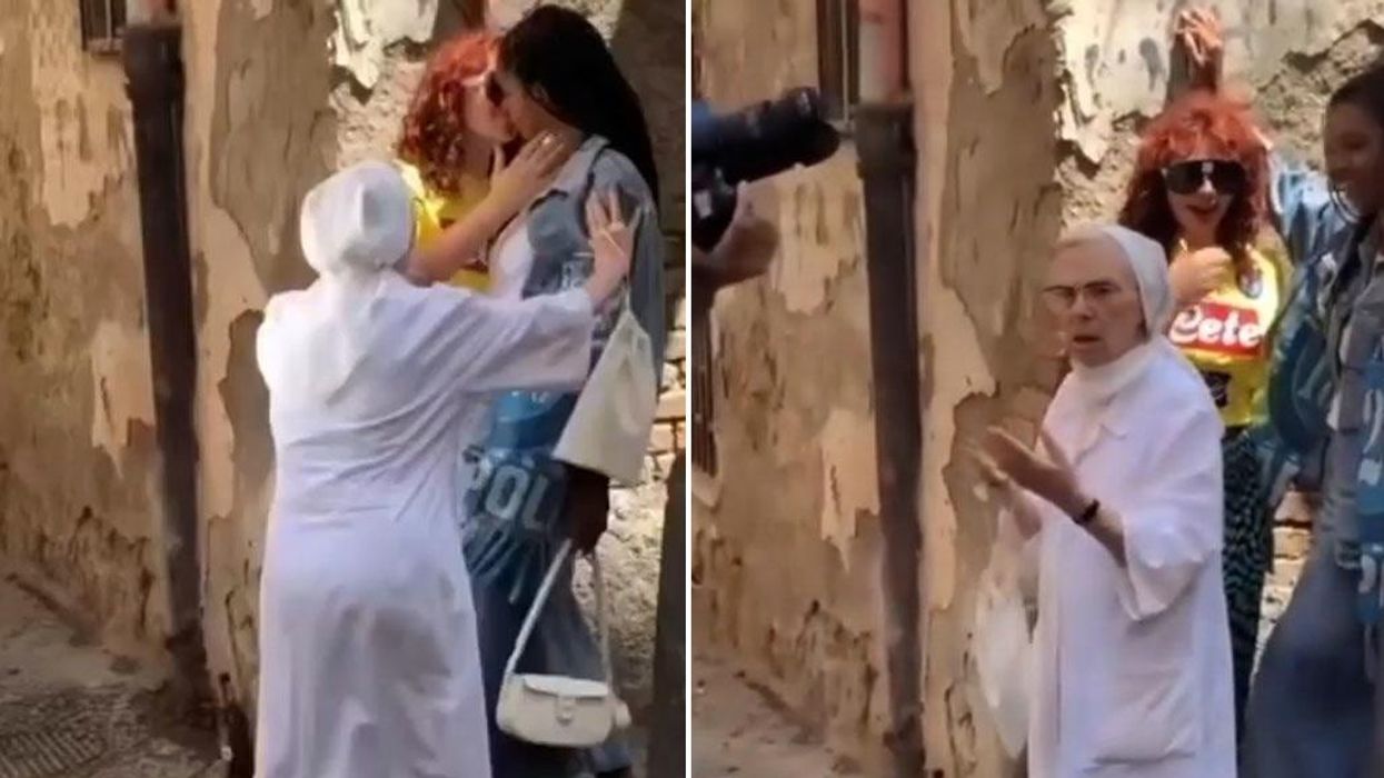 Italian nun stops two women kissing during fashion shoot, blames 'the Devil'