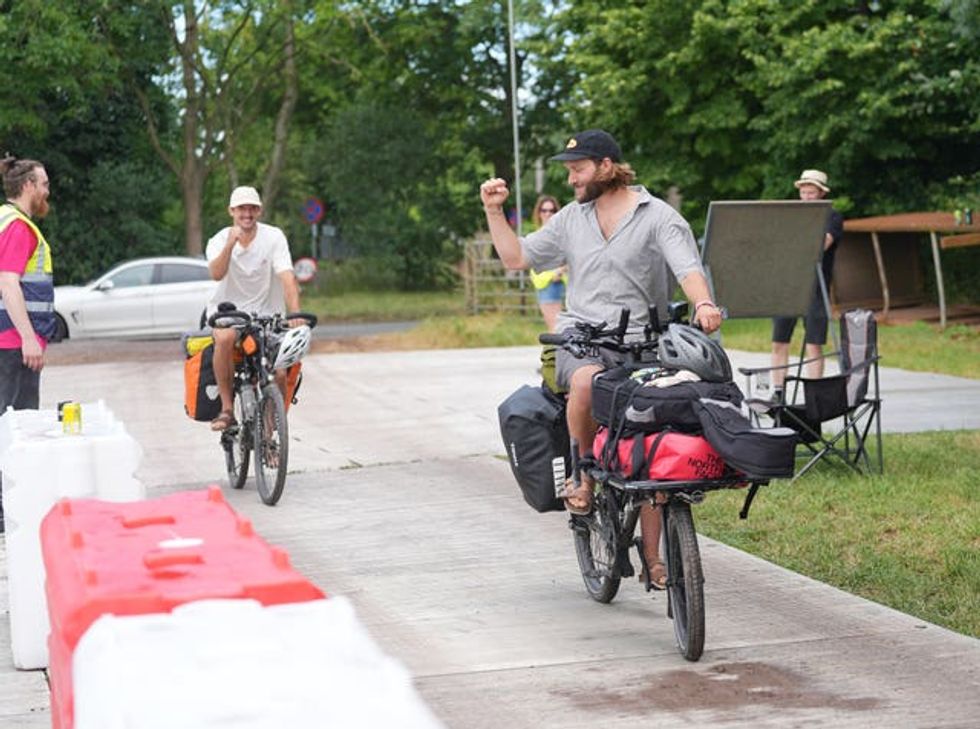 Jack Cullen on his bike at Glastonbury Festival 2025