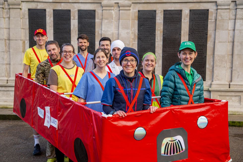 Breast cancer survivor to run London Marathon in 10-person red bus costume