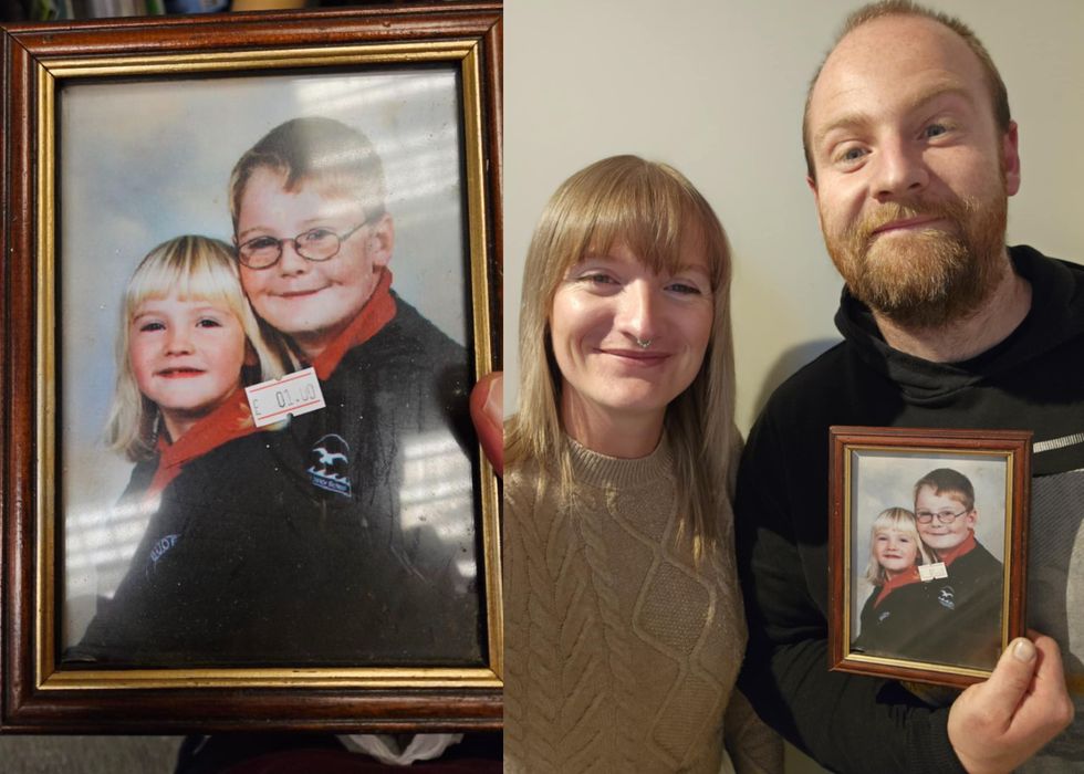 Siblings reunited with school photo found in charity shop 300 miles away