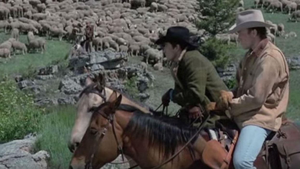 Jake Gyllenhaal and Heath Ledger in Brokeback Mountain.