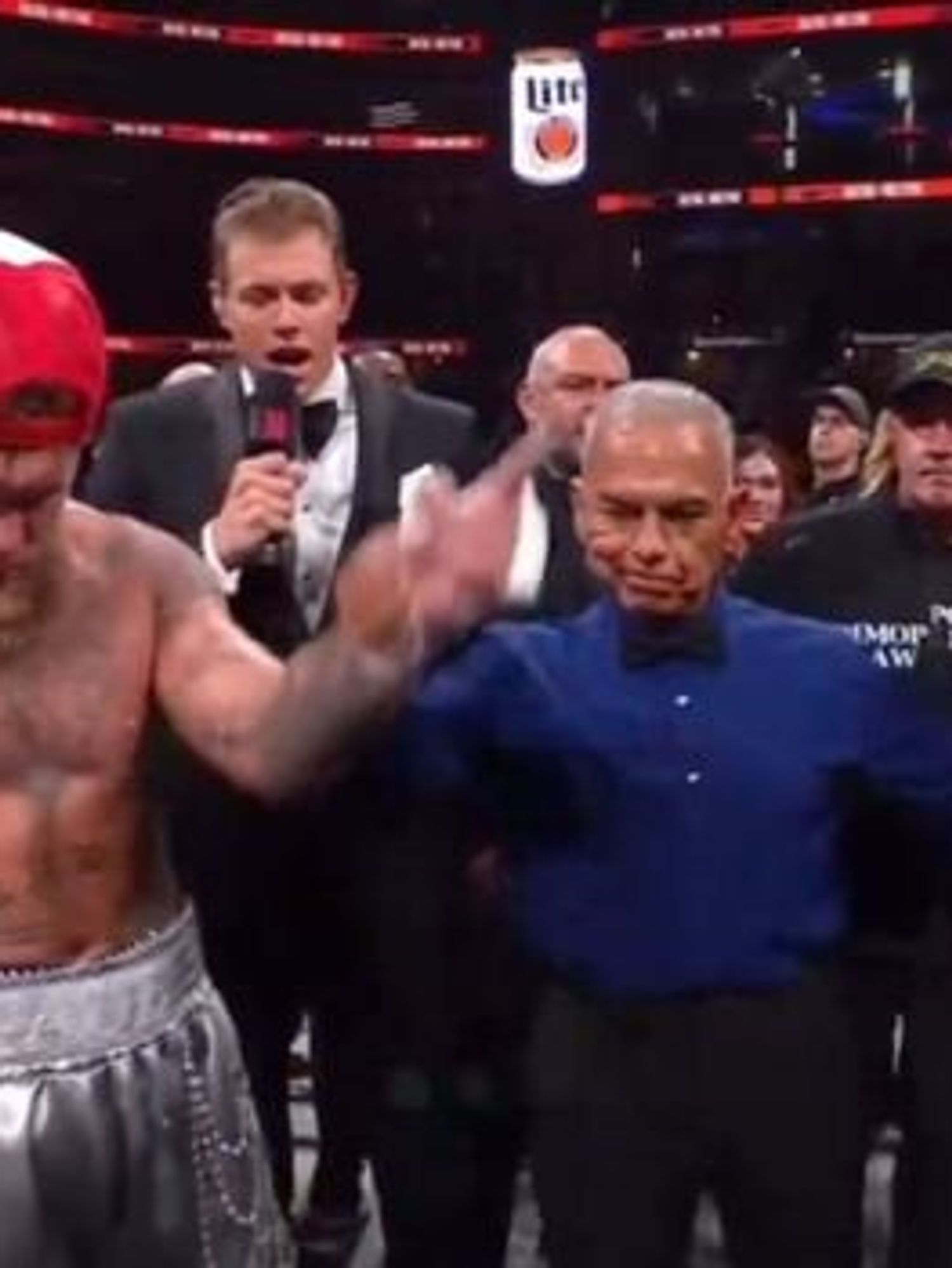 Jake Paul is announced as the winner after his fight against Mike Tyson